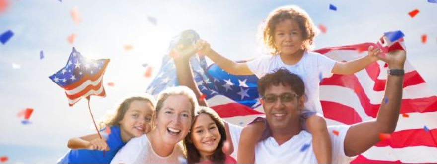 Family celebrating 4th of July in Miami