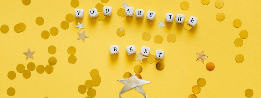 A picture of a star shaped award with the words You are the Best.