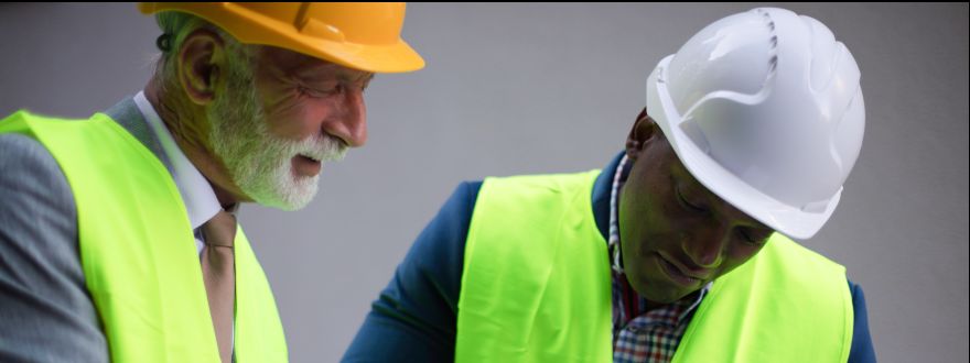 two men in a construction site