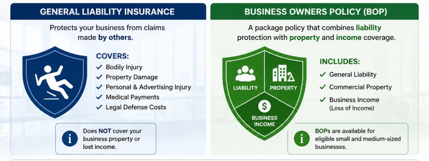 General liability vs Business Owners Policy (BOP) insurance for small businesses in Georgia