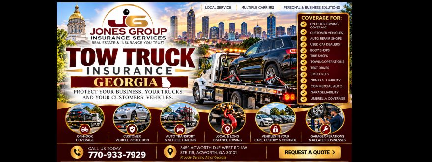 Tow truck insurance and on-hook coverage for towing companies in Georgia