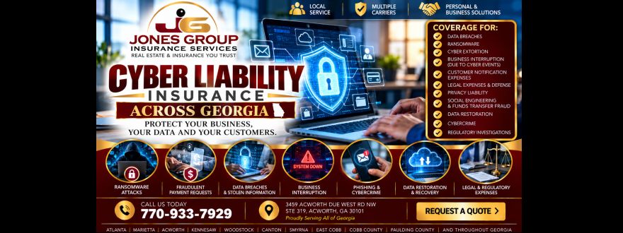 Cyber liability insurance for Georgia businesses protecting against data breaches, ransomware and cybercrime