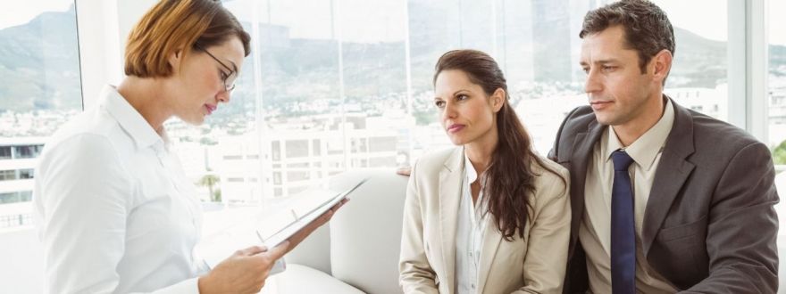 couple meeting insurance agent