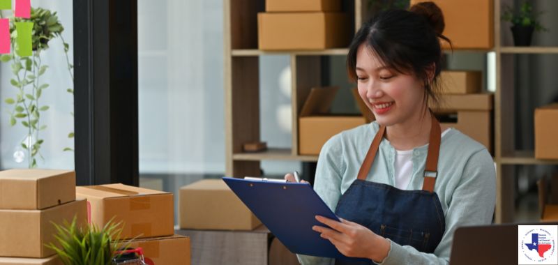 A woman business owner with commercial property insurance 