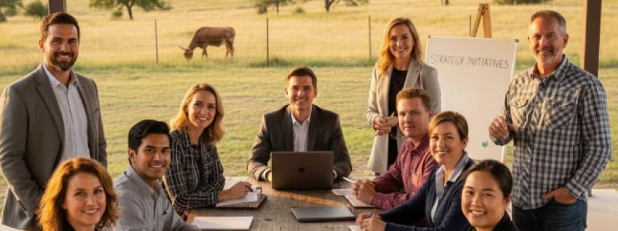 Nonprofit board meeting in Texas with diverse leaders discussing strategies, showcasing confidence and leadership for nonprofit decision-making.