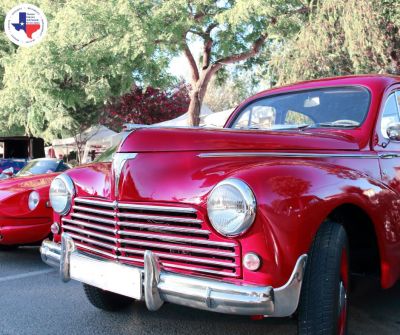 A red classic car