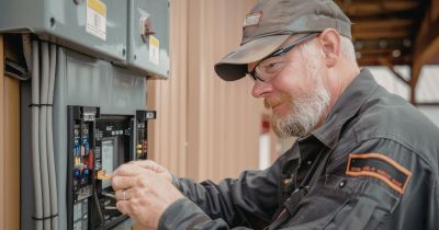An electrician working in Dallas TX